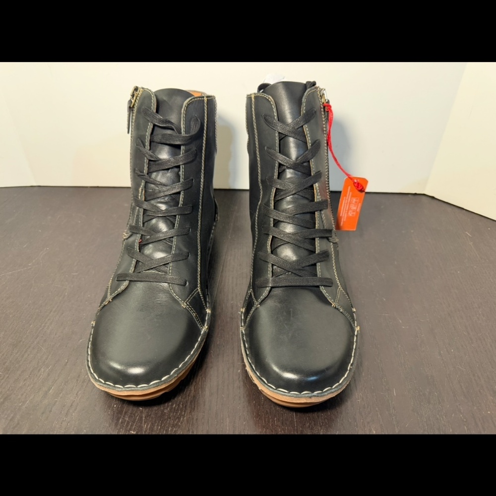 Pikolinos Cazorla Leather Flat Ankle Boots Black/Brown Womans EU 41/US 10-10.5 - Picture 4 of 16